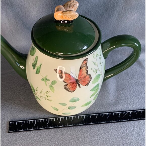 Cracker Barrel Nature Susan Winget Teapot Butterfly and Plants with box - Picture 9 of 13